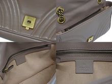 画像をギャラリービューアに読み込む, GUCCI グッチ GGマーモント キルティングステッチ チェーンショルダー レザーバッグ 443497 ダスティピンク 美品 中古 4b008787