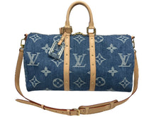 画像をギャラリービューアに読み込む, 新品同様 LOUIS VUITTON ルイヴィトン キーポル バンドリエール 45 M24315 モノグラム デニム ブルー 中古 4b008792