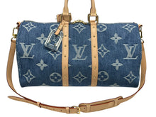 画像をギャラリービューアに読み込む, 新品同様 LOUIS VUITTON ルイヴィトン キーポル バンドリエール 45 M24315 モノグラム デニム ブルー 中古 4b008792