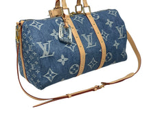 画像をギャラリービューアに読み込む, 新品同様 LOUIS VUITTON ルイヴィトン キーポル バンドリエール 45 M24315 モノグラム デニム ブルー 中古 4b008792