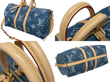 画像をギャラリービューアに読み込む, 新品同様 LOUIS VUITTON ルイヴィトン キーポル バンドリエール 45 M24315 モノグラム デニム ブルー 中古 4b008792