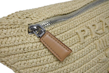 画像をギャラリービューアに読み込む, 極美品 PRADA プラダ 24SS クロシェ ベルトバッグ 定価264,000 ラフィア ベージュ ブラウン シルバー金具 中古 4b008795