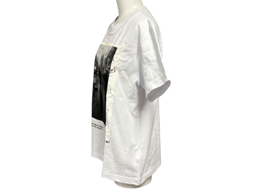 新品未使用 Sacai サカイ James Dean ジェームズディーン 半袖Tシャツ 25-0919S JAPAN製 コットン ホワイト ブラック サイズ0 中古 4b008807