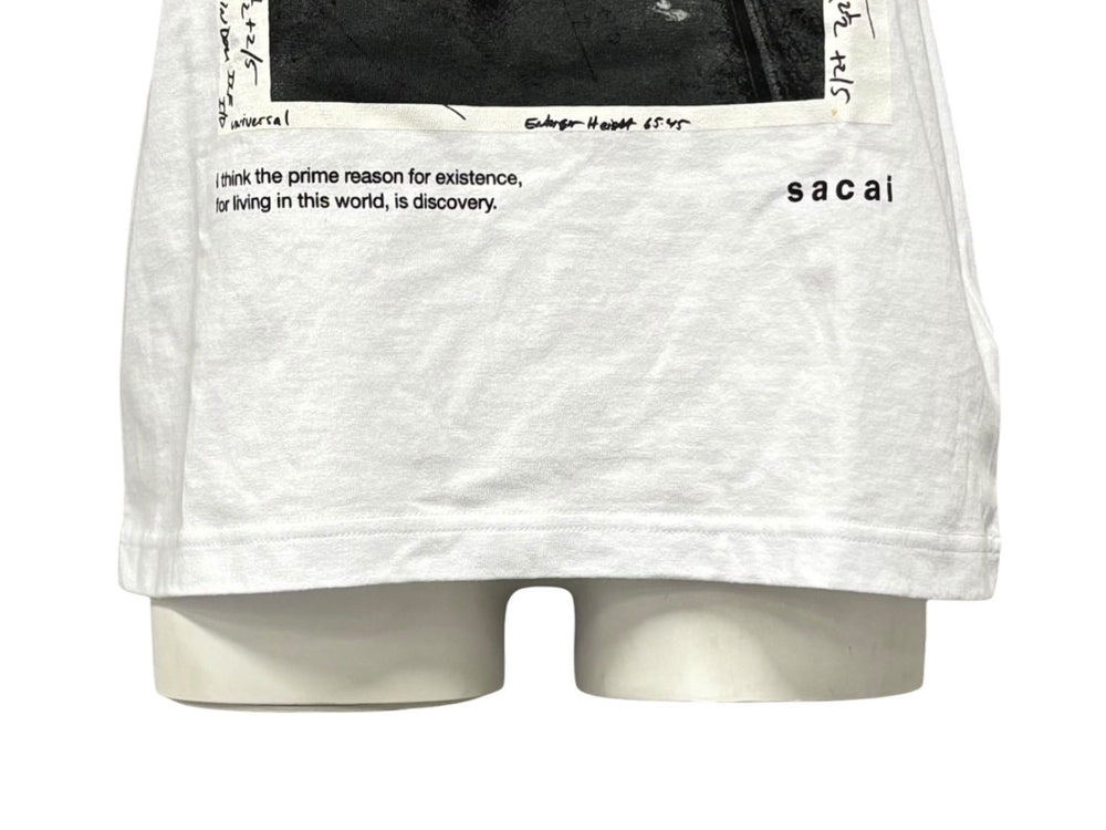 新品未使用 Sacai サカイ James Dean ジェームズディーン 半袖Tシャツ 25-0919S JAPAN製 コットン ホワイト ブラック サイズ0 中古 4b008807