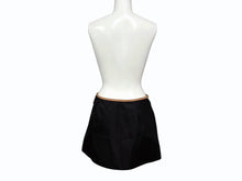 画像をギャラリービューアに読み込む, 新品未使用 PRADA プラダ レザートリムミニスカート トライアングルロゴ 21H969 ナイロン ブラック ブラウン サイズ38 中古 4b008815