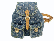 画像をギャラリービューアに読み込む, 希少 LOUIS VUITTON ルイヴィトン ミニリュック サックアドPM モノグラムデニム M95057 インディゴ ゴールド金具 美品 中古 4b008846