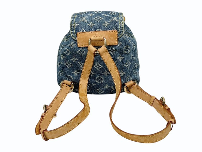 希少 LOUIS VUITTON ルイヴィトン ミニリュック サックアドPM モノグラムデニム M95057 インディゴ ゴールド金具 美品 中古 4b008846
