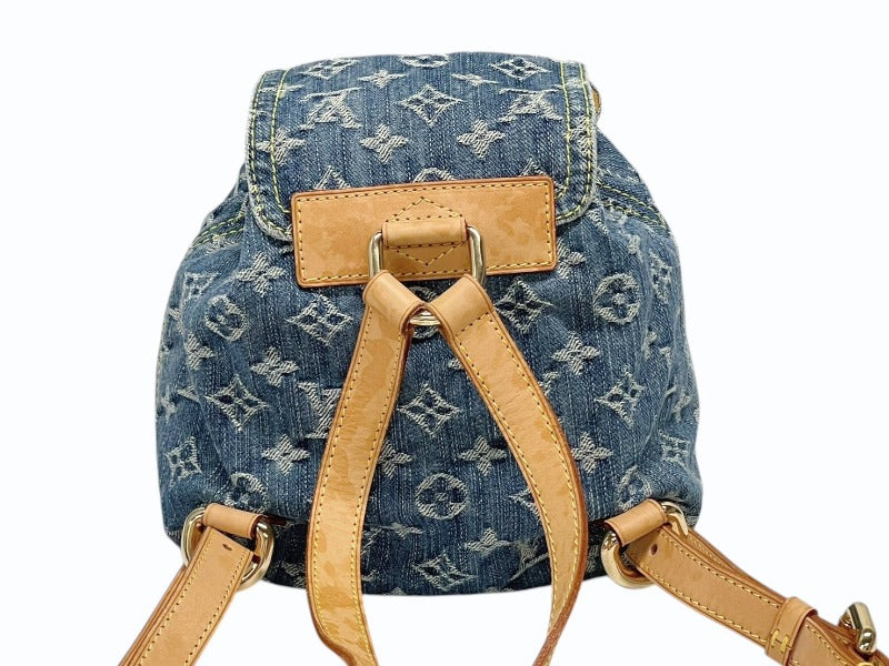 希少 LOUIS VUITTON ルイヴィトン ミニリュック サックアドPM モノグラムデニム M95057 インディゴ ゴールド金具 美品 中古 4b008846