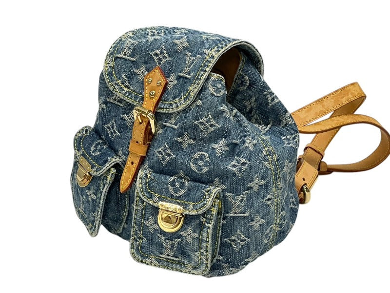 希少 LOUIS VUITTON ルイヴィトン ミニリュック サックアドPM モノグラムデニム M95057 インディゴ ゴールド金具 美品 中古 4b008846