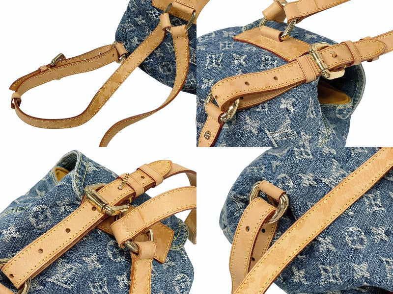 希少 LOUIS VUITTON ルイヴィトン ミニリュック サックアドPM モノグラムデニム M95057 インディゴ ゴールド金具 美品 中古 4b008846