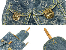 画像をギャラリービューアに読み込む, 希少 LOUIS VUITTON ルイヴィトン ミニリュック サックアドPM モノグラムデニム M95057 インディゴ ゴールド金具 美品 中古 4b008846