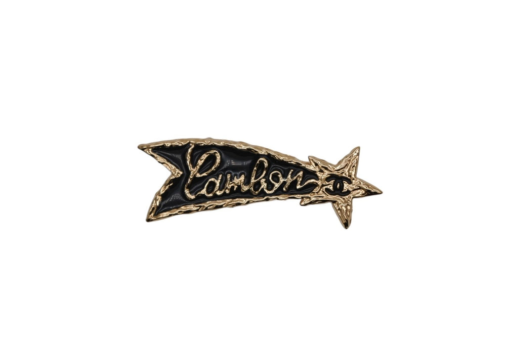 CHANEL Brooch Shooting Star Coco Mark Cambon B25V Resin Metal Gold Black Good Condition Used 4b008850