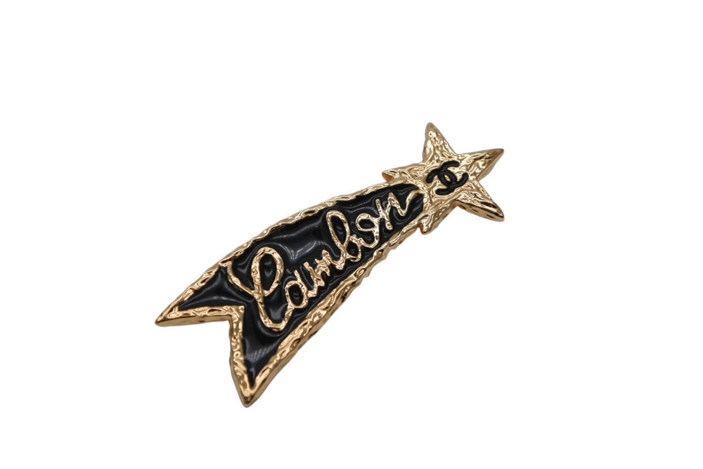 CHANEL Brooch Shooting Star Coco Mark Cambon B25V Resin Metal Gold Black Good Condition Used 4b008850