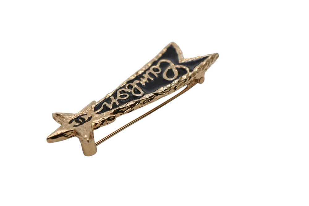 CHANEL Brooch Shooting Star Coco Mark Cambon B25V Resin Metal Gold Black Good Condition Used 4b008850