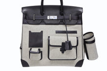 画像をギャラリービューアに読み込む, 新品同様 HERMES エルメス オータクロア40 カーゴ ハンドバッグ トワルアッシュ ヴォーエバーカーフ エクリュ ブラック Z刻印 2021年 SV金具 中古 4b008862