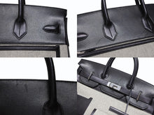 画像をギャラリービューアに読み込む, 新品同様 HERMES エルメス オータクロア40 カーゴ ハンドバッグ トワルアッシュ ヴォーエバーカーフ エクリュ ブラック Z刻印 2021年 SV金具 中古 4b008862