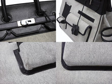 画像をギャラリービューアに読み込む, 新品同様 HERMES エルメス オータクロア40 カーゴ ハンドバッグ トワルアッシュ ヴォーエバーカーフ エクリュ ブラック Z刻印 2021年 SV金具 中古 4b008862