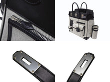 画像をギャラリービューアに読み込む, 新品同様 HERMES エルメス オータクロア40 カーゴ ハンドバッグ トワルアッシュ ヴォーエバーカーフ エクリュ ブラック Z刻印 2021年 SV金具 中古 4b008862