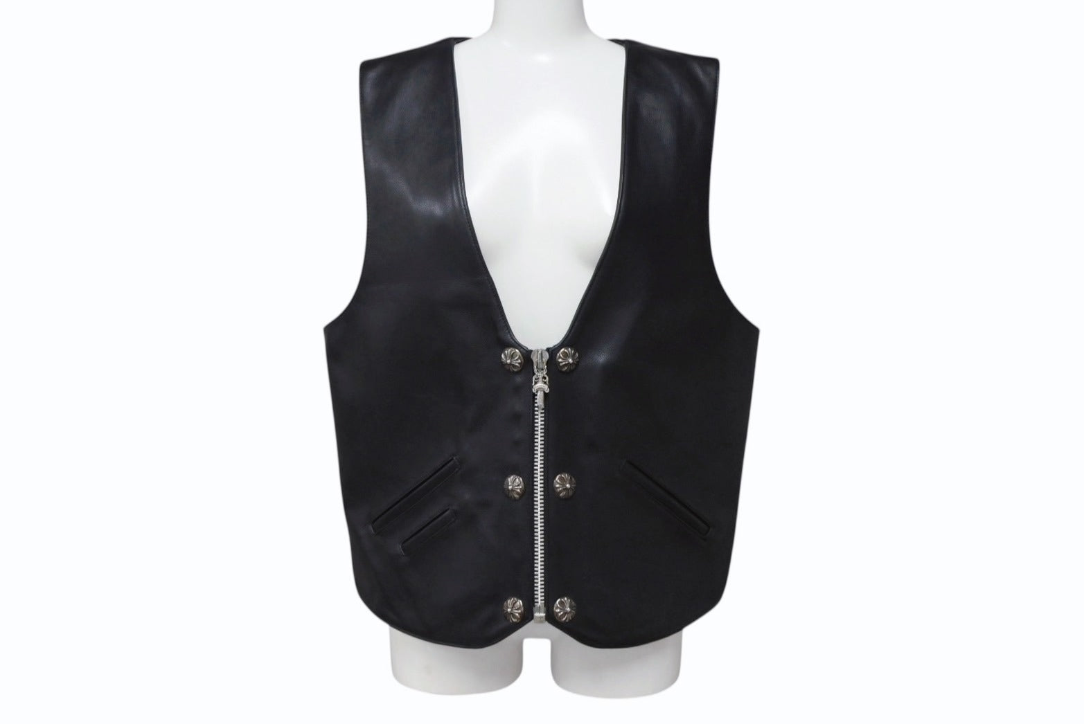 【美品】ライダース ベスト M size カウレザー クロームハーツ 美品】ライダース ベスト M size カウレザー クロームハーツ 美品