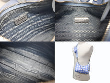 画像をギャラリービューアに読み込む, PRADA プラダ ショルダーバッグ アクセサリーポーチ トライアングルロゴ イタリア製 ナイロン ブルー 美品 中古 4b008870