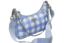 画像をギャラリービューアに読み込む, PRADA プラダ ショルダーバッグ アクセサリーポーチ トライアングルロゴ イタリア製 ナイロン ブルー 美品 中古 4b008870