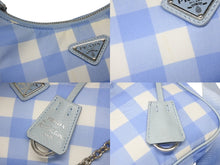 画像をギャラリービューアに読み込む, PRADA プラダ ショルダーバッグ アクセサリーポーチ トライアングルロゴ イタリア製 ナイロン ブルー 美品 中古 4b008870