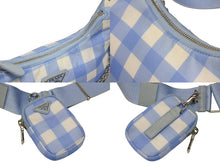 画像をギャラリービューアに読み込む, PRADA プラダ ショルダーバッグ アクセサリーポーチ トライアングルロゴ イタリア製 ナイロン ブルー 美品 中古 4b008870