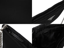 画像をギャラリービューアに読み込む, 極美品 PRADA プラダ チェーンショルダーバッグ トライアングルロゴ 1BF081 ナイロン ブラック シルバー金具 中古 4b008882
