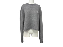 画像をギャラリービューアに読み込む, 極美品 MIUMIU ミュウミュウ ニット ロゴ MML804 S232 1XS9 イタリア製 ウール カシミヤ グレー ホワイト サイズ38 中古 4b008883