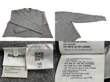 画像をギャラリービューアに読み込む, 極美品 MIUMIU ミュウミュウ ニット ロゴ MML804 S232 1XS9 イタリア製 ウール カシミヤ グレー ホワイト サイズ38 中古 4b008883