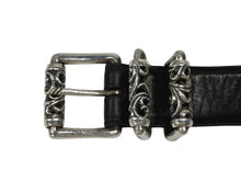 画像をギャラリービューアに読み込む, CHROME HEARTS クロムハーツ BLT ROLLER 3PC 1.5inch ローラーベルト 1.5インチ サイズ32 ブラック レザー シルバー925 良品 中古 4b008903