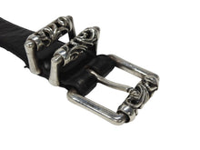画像をギャラリービューアに読み込む, CHROME HEARTS クロムハーツ BLT ROLLER 3PC 1.5inch ローラーベルト 1.5インチ サイズ32 ブラック レザー シルバー925 良品 中古 4b008903