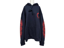 画像をギャラリービューアに読み込む, CHROME HEARTS クロムハーツ パーカー フーディ フローラル ホースシュープリント ネイビー レッド サイズXL 美品 中古 4c069628