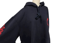 画像をギャラリービューアに読み込む, CHROME HEARTS クロムハーツ パーカー フーディ フローラル ホースシュープリント ネイビー レッド サイズXL 美品 中古 4c069628