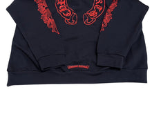 画像をギャラリービューアに読み込む, CHROME HEARTS クロムハーツ パーカー フーディ フローラル ホースシュープリント ネイビー レッド サイズXL 美品 中古 4c069628