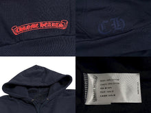 画像をギャラリービューアに読み込む, CHROME HEARTS クロムハーツ パーカー フーディ フローラル ホースシュープリント ネイビー レッド サイズXL 美品 中古 4c069628