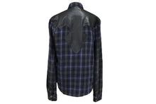 画像をギャラリービューアに読み込む, CHROME HEARTS クロムハーツ レザー切り替え 長袖ネルシャツ サイズSM フレアニー クロスボールボタン チェック柄 美品 中古 4b008920