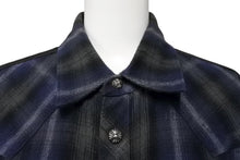 画像をギャラリービューアに読み込む, CHROME HEARTS クロムハーツ レザー切り替え 長袖ネルシャツ サイズSM フレアニー クロスボールボタン チェック柄 美品 中古 4b008920