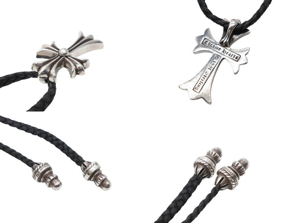 CHROME HEARTS クロムハーツ CH CRS SML CL W/LACESTPPRV1 スモールCHクロス ボロチップブレイド ネックレス 重量約40.4g 美品 中古 4b008945