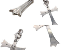 画像をギャラリービューアに読み込む, CHROME HEARTS クロムハーツ ラージCHクロス Wベイル ペンダントトップ チャーム 重量約43.1g STERLING刻印 美品 中古 4b008940