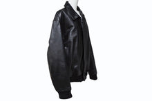画像をギャラリービューアに読み込む, YOHJI YAMAMOTO POUR HOMME ヨウジヤマモトプールオム 1991AW 6,1 THE MEN Go Yohji Go! プリントレザーブルゾン ジャケット ブラック サイズM 美品 中古 4b008950
