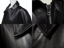 画像をギャラリービューアに読み込む, YOHJI YAMAMOTO POUR HOMME ヨウジヤマモトプールオム 1991AW 6,1 THE MEN Go Yohji Go! プリントレザーブルゾン ジャケット ブラック サイズM 美品 中古 4b008950