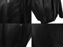 画像をギャラリービューアに読み込む, YOHJI YAMAMOTO POUR HOMME ヨウジヤマモトプールオム 1991AW 6,1 THE MEN Go Yohji Go! プリントレザーブルゾン ジャケット ブラック サイズM 美品 中古 4b008950