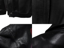 画像をギャラリービューアに読み込む, YOHJI YAMAMOTO POUR HOMME ヨウジヤマモトプールオム 1991AW 6,1 THE MEN Go Yohji Go! プリントレザーブルゾン ジャケット ブラック サイズM 美品 中古 4b008950
