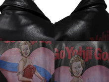 画像をギャラリービューアに読み込む, YOHJI YAMAMOTO POUR HOMME ヨウジヤマモトプールオム 1991AW 6,1 THE MEN Go Yohji Go! プリントレザーブルゾン ジャケット ブラック サイズM 美品 中古 4b008950