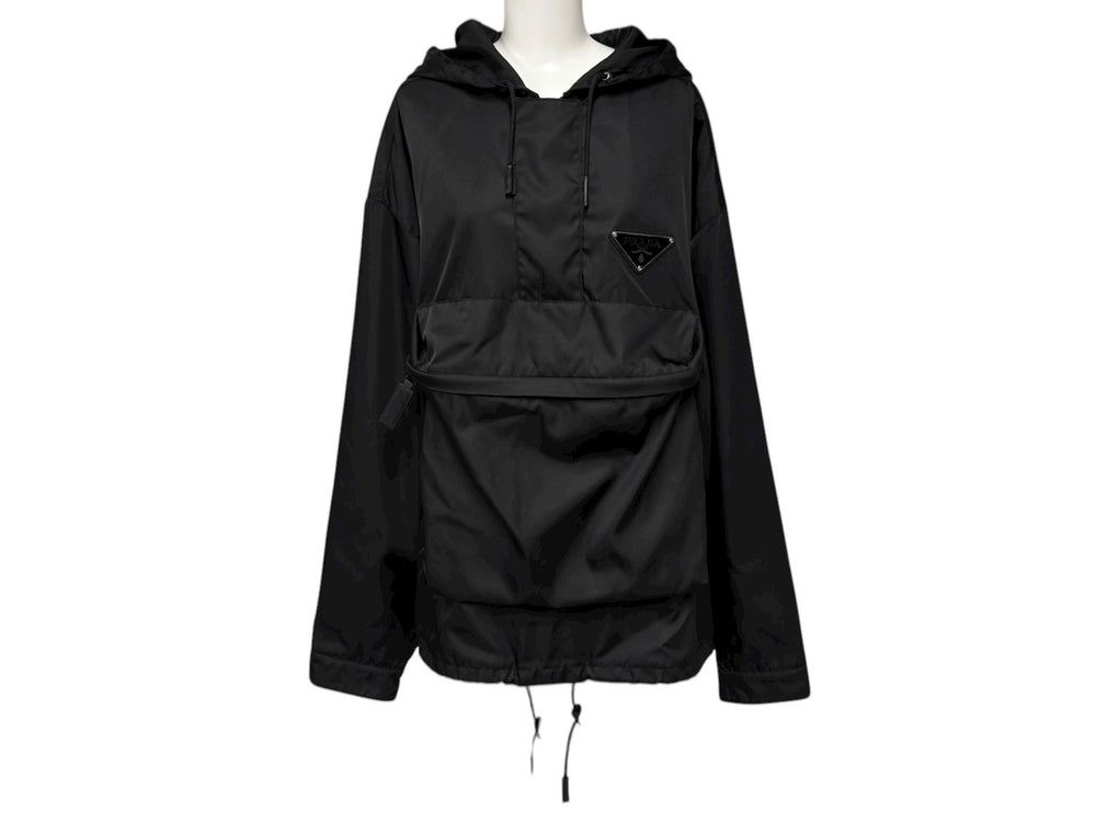 極美品 PRADA プラダ 20SS ナイロンアノラックジャケット SGB407 S201 I18 FRANK OCEAN着用 トライアングルロゴ ブラック サイズL 中古 4b008952