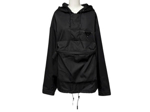 極美品 PRADA プラダ 20SS ナイロンアノラックジャケット SGB407 S201 I18 FRANK OCEAN着用 トライアングルロゴ ブラック サイズL 中古 4b008952