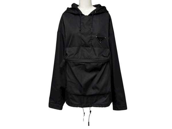 極美品 PRADA プラダ 20SS ナイロンアノラックジャケット SGB407 S201 I18 FRANK OCEAN着用 トライアングルロゴ ブラック サイズL 中古 4b008952