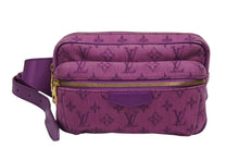 画像をギャラリービューアに読み込む, LOUIS VUITTON ルイヴィトン バムバッグ アウトドア ショルダーバッグ M44624 デニム レザー パープル ゴールド金具 良品 中古 4b008955