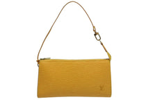 画像をギャラリービューアに読み込む, LOUIS VUITTON ルイヴィトン ポシェットアクセソワール エピレザー M52947 タッシリイエロー ゴールド金具 美品 中古 4b008956